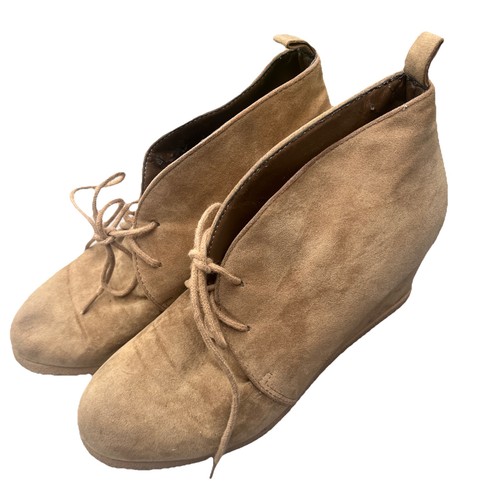 Beige wedge lace ankle - wedge, up