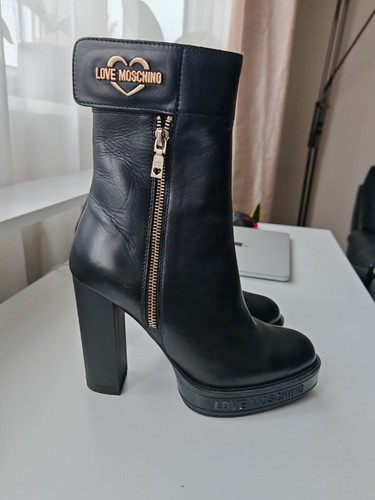 Love moschino black leather - black,