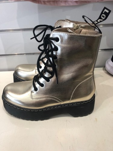 Womens matalic gold boots - gold,
