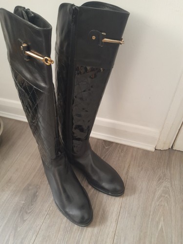 Black real leather - , long